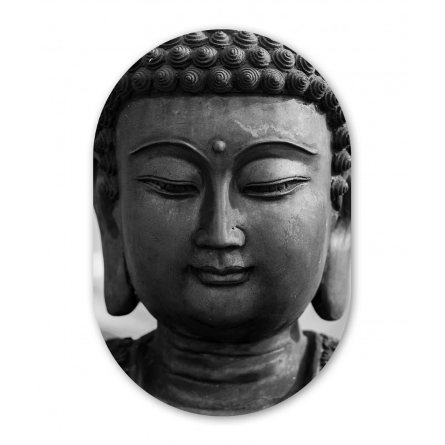 Boeddha - Grijs - Spiritualiteit - Buddha beeld - Religie Wandcirkel Ovaal Forex klein -3d