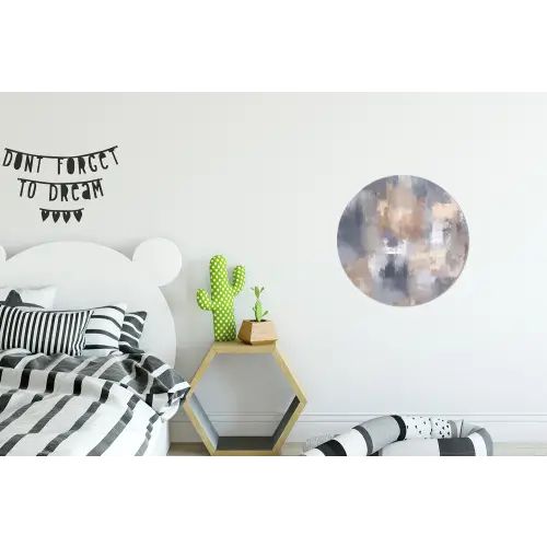 Penseelstreken - Schilderij - Beige Wandcirkel aluminium klein -kinderkamer