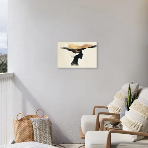 Vrouw - Golven - Zwart Tuinposter op houten frame 2 cm dik klein -sfeer1