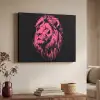 Leeuw - Zwart - Roze - Neon Textielframe zwart klein -sfeer3
