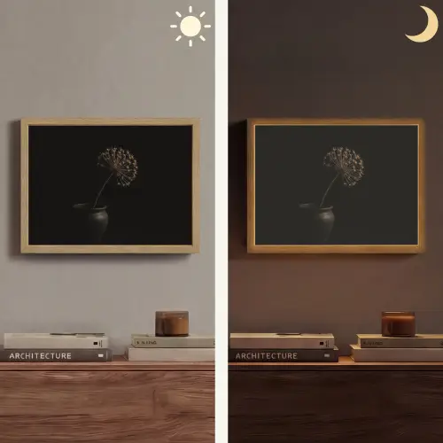 Bol - Gedroogd - Vaas - Zwart Light Box met batterij (Wandlamp) middel -sfeer3