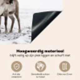 Rendier - Gewei - Sneeuw - Winter Inductie beschemer met haakjes klein -ky-onderkant-nl