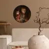 Oude vrouw en jongen met kaarsen - Schilderij van Peter Paul Rubens Wandcirkel behangsticker klein -sfeer1