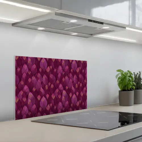 Bladeren - Patroon - Burgundy keuken achterwand spatscherm klein 900 -3d_schuin