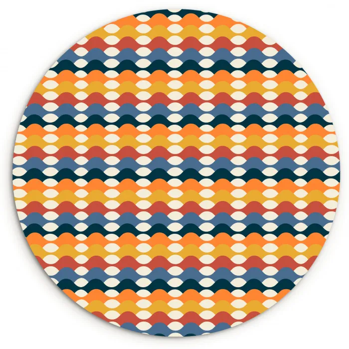Retro - Disco - Golven Wandcirkel kunststof plaat 5mm dik klein 188 -3d