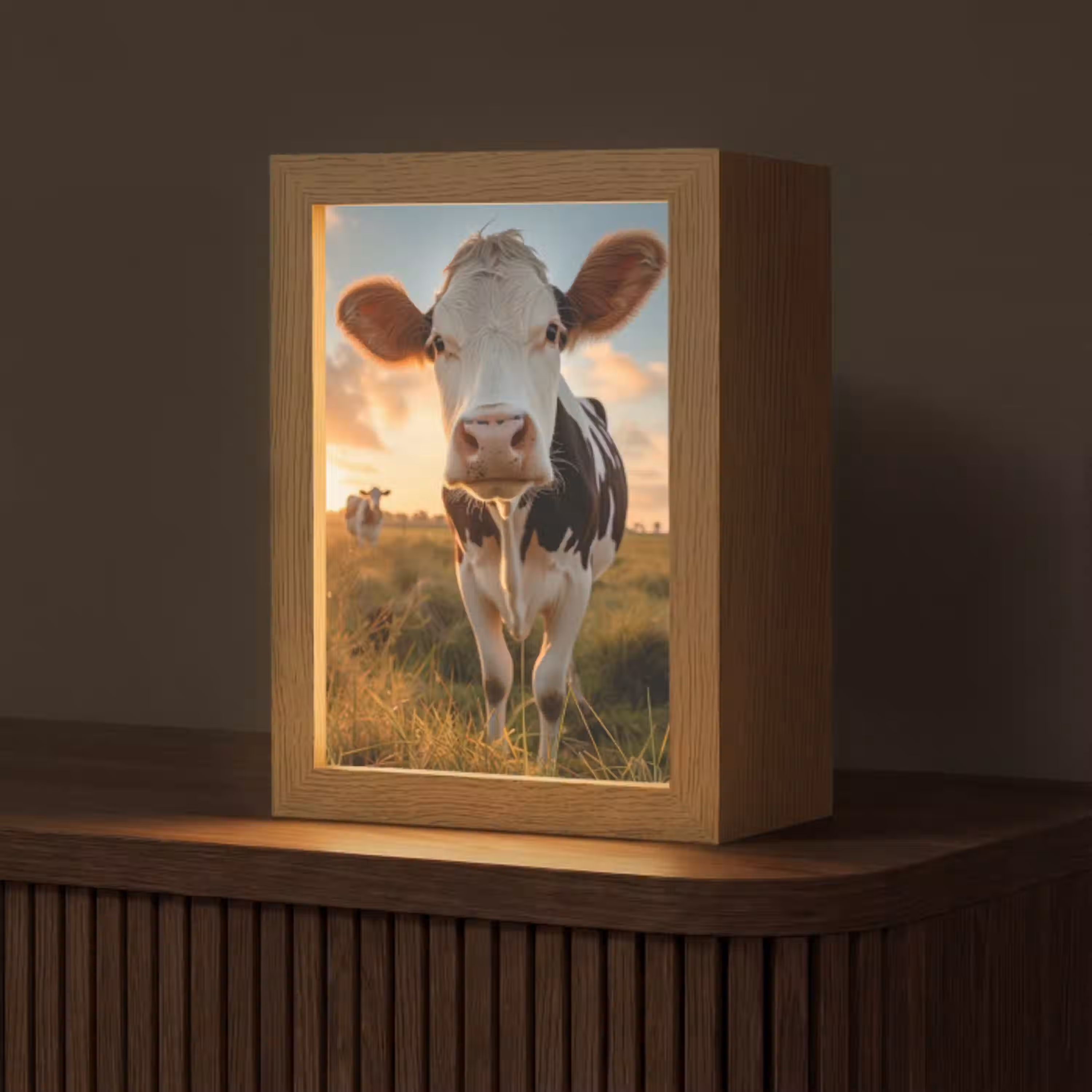Koe - Weiland - Dieren portret - Natuur - Koeien Light Box met kabel (Tafellamp) klein -z3d_website