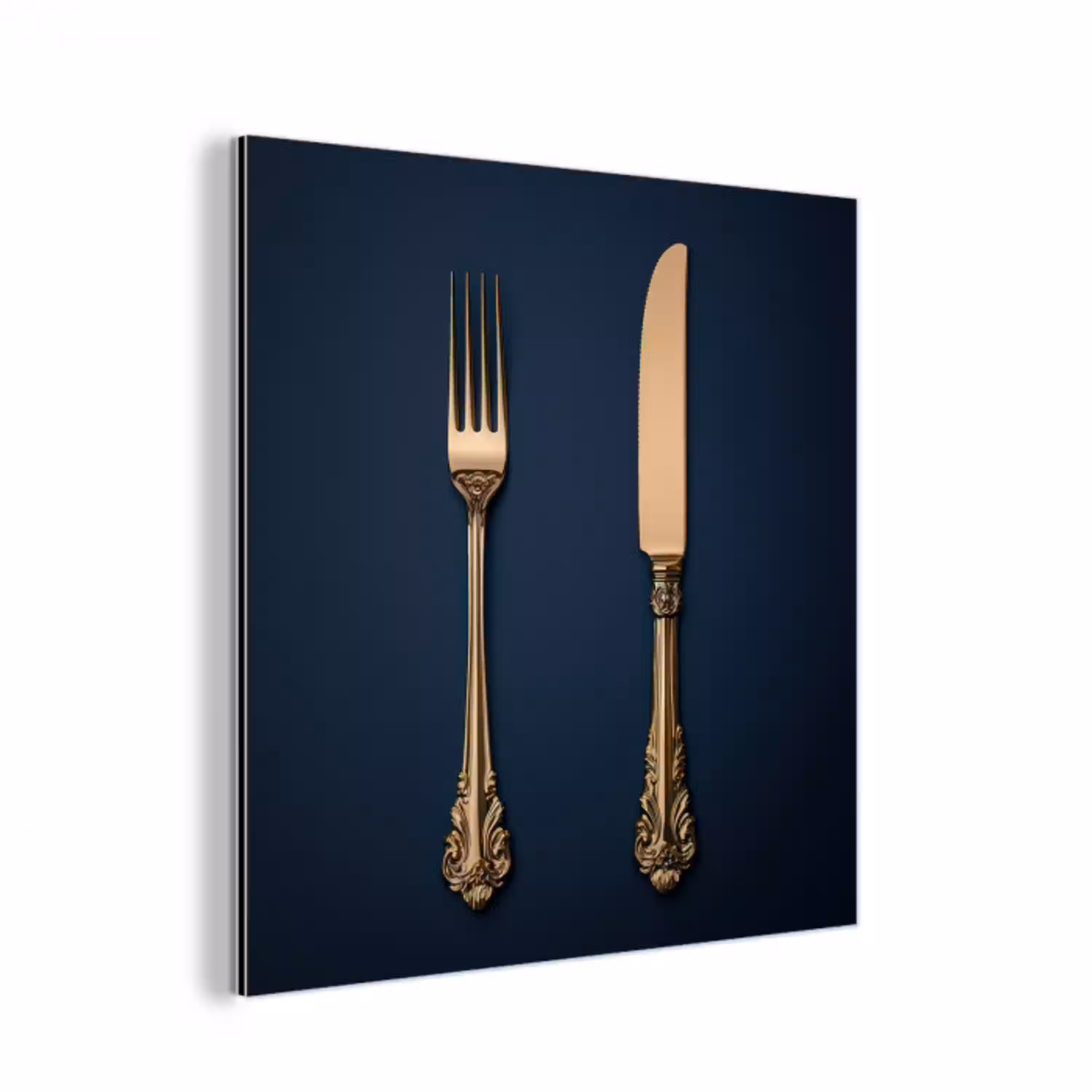 Bestek - Donkerblauw - Goud aluminium wit klein -3d
