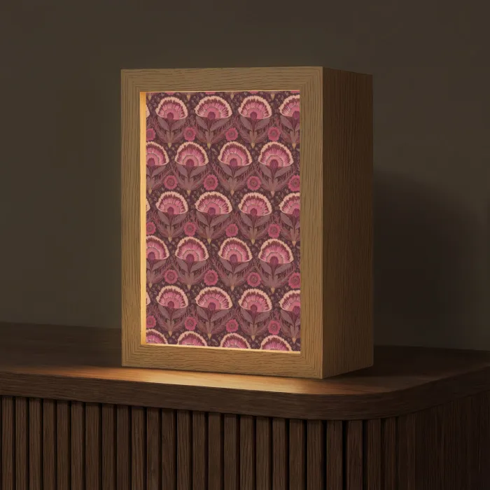 Antiek - Bloemen - Kleurrijk Light Box met kabel (Tafellamp) klein 925 -z3d_website