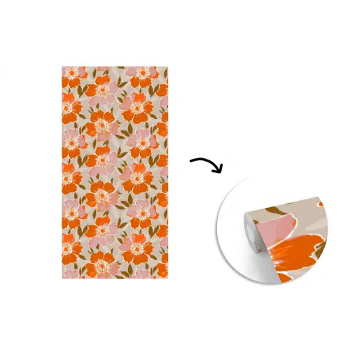 Bloemen - Motief - Retro fotobehang vinyl groot 64 -3d
