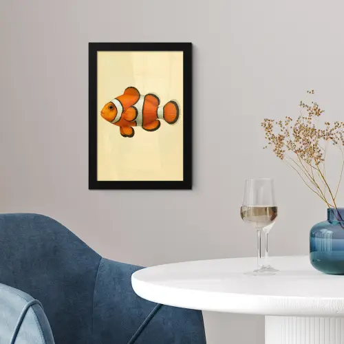 Vis - Oranje - Strepen fotolijst zwart zonder passe partout klein -sfeer4