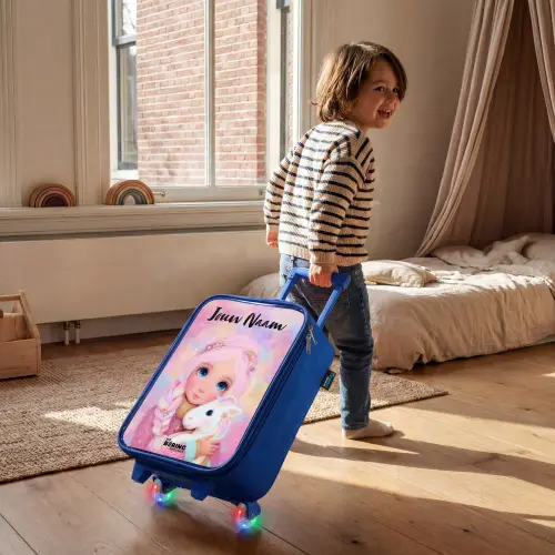 Meisje - Eenhoorn - Roze Kinderkoffer - Blauw klein -sfeer1