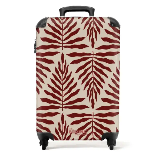 Patroon van bladeren in beige met rood NBS - Handbagage koffer - Unisex middel -productfoto_recht