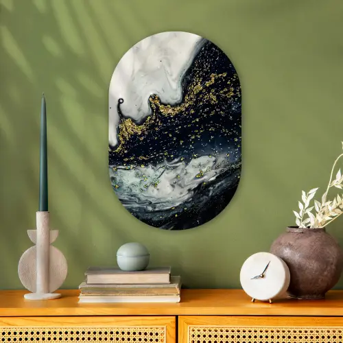 Marmer - Abstract - Goud - Luxe Wandcirkel Ovaal Forex klein -sfeer2