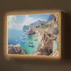 Kustdorp - Schilderij - Rotsen - Boten Light Box met batterij (Wandlamp) middel -z3d_website