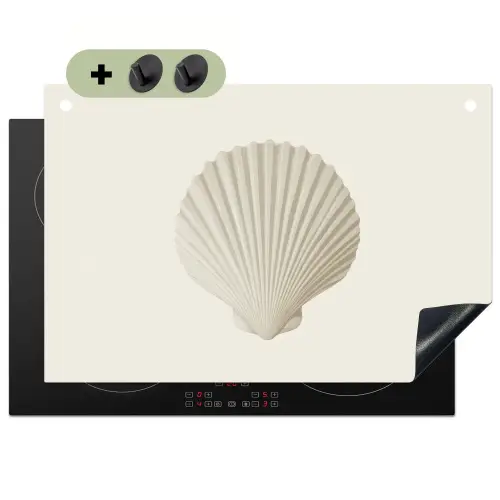 Schelp - Minimalistisch - Wit Inductie beschemer met haakjes klein -3d