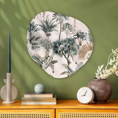 Bladeren - Monstera - Jungle - Tropical Wandcirkel Organisch Plexiglas middel -sfeer2