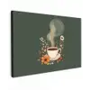 Kop - Bloemen - Groen - Koffie canvas 2cm klein -z3d