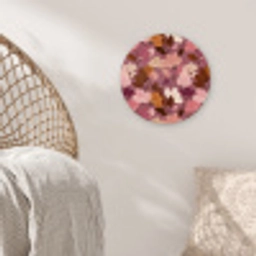 Bloem - Patroon - Roze Wandcirkel kunststof plaat 5mm dik klein 188 -sfeer5