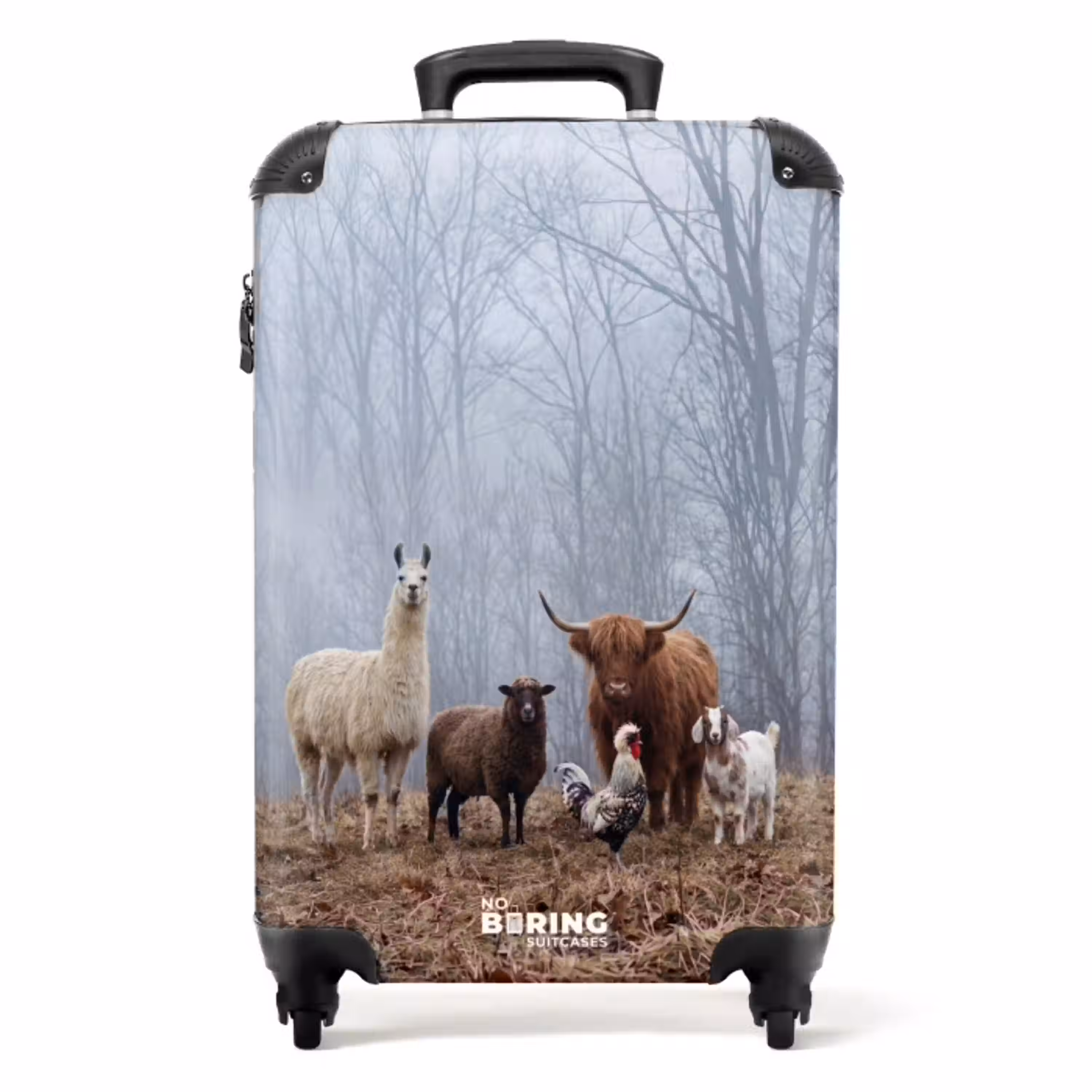 Boerderijdieren - Groep - Mist - Natuur - Rustiek NBS - Handbagage koffer - Volwassenen Unisex middel -productfoto_recht