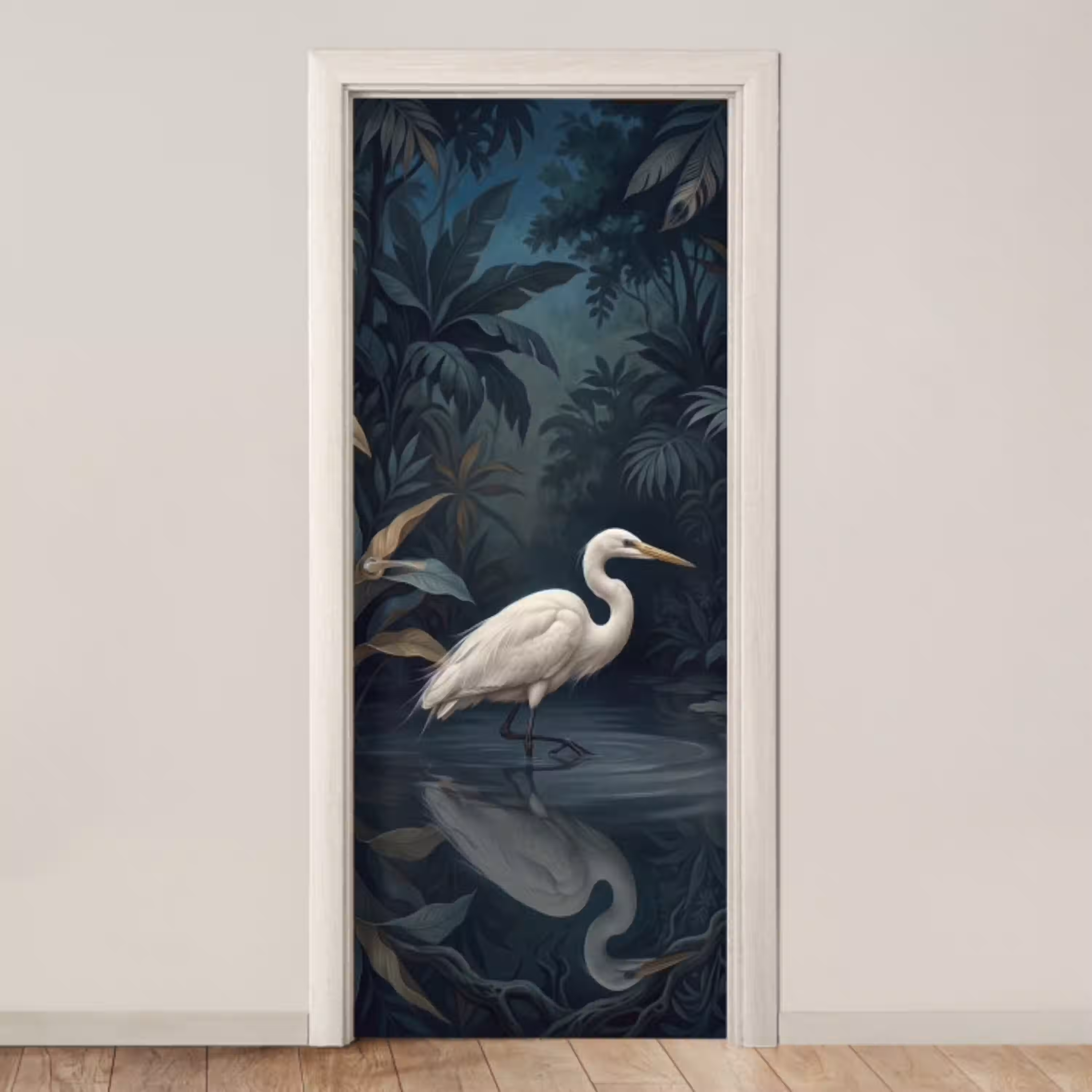 Reiger - Water - Natuur - Modern - Wit deurposter klein -3d_beige