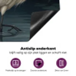 Reiger - Water - Natuur - Modern - Wit Inductie beschermer vinyl 3mm middel -zzzzzzz-cc-onderkant