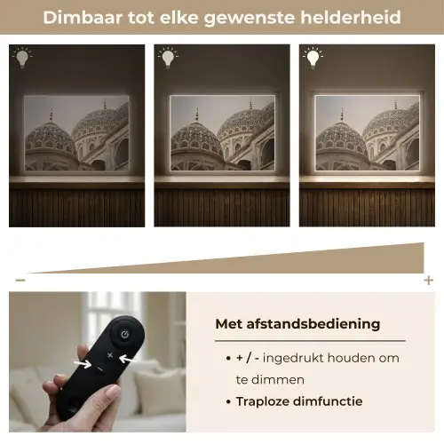 Mozaïekkoepels - Gouden spitsen - Islamitisch Light Box met batterij (Wandlamp) middel -USP_dimbaarNL