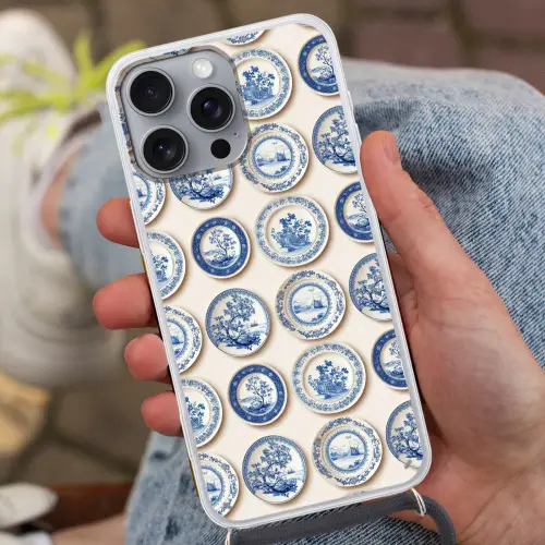 Borden - Bomen - Planten - Blauw Hoesje iPhone 16 Pro Max met koord klein 804 -sfeer3