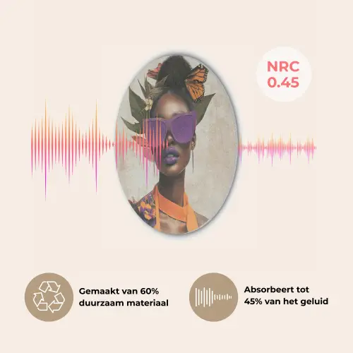 Vrouw - Zonnebril - Vlinder - Bloemen Akoestische PET Vilt - Rond klein -USP_NL