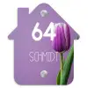 Paarse tulp - Modern Naambord Huisje klein -3d