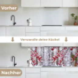 Bessen - Takken - Sneeuw - Winter - Kleurrijk keuken achterwand 2 middel -voor-na_DE