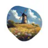Windmolen - Heuvel - Bloemen - Kleurrijk Wandcirkel Organisch Forex 3mm klein -3d