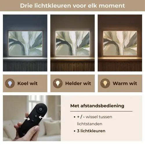 Natuur - Abstract - Groen - Penseelstreken Light Box met batterij (Wandlamp) middel -USP_lichtkleurNL