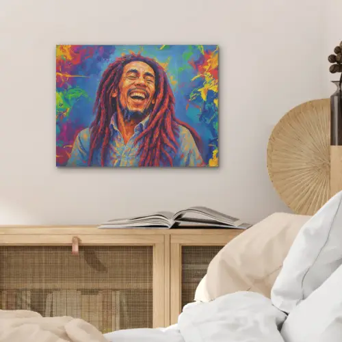 Regenboogkleuren - Man - schilderij PET vilt klein -sfeer3