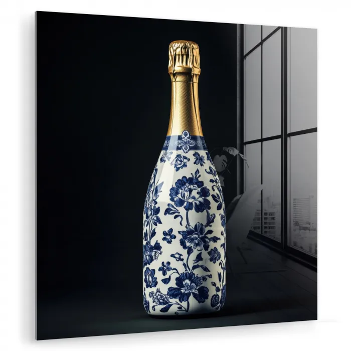 Champagne - Bloemen - Goud - Chique plexiglas 5mm klein -zzzproduct_nieuw