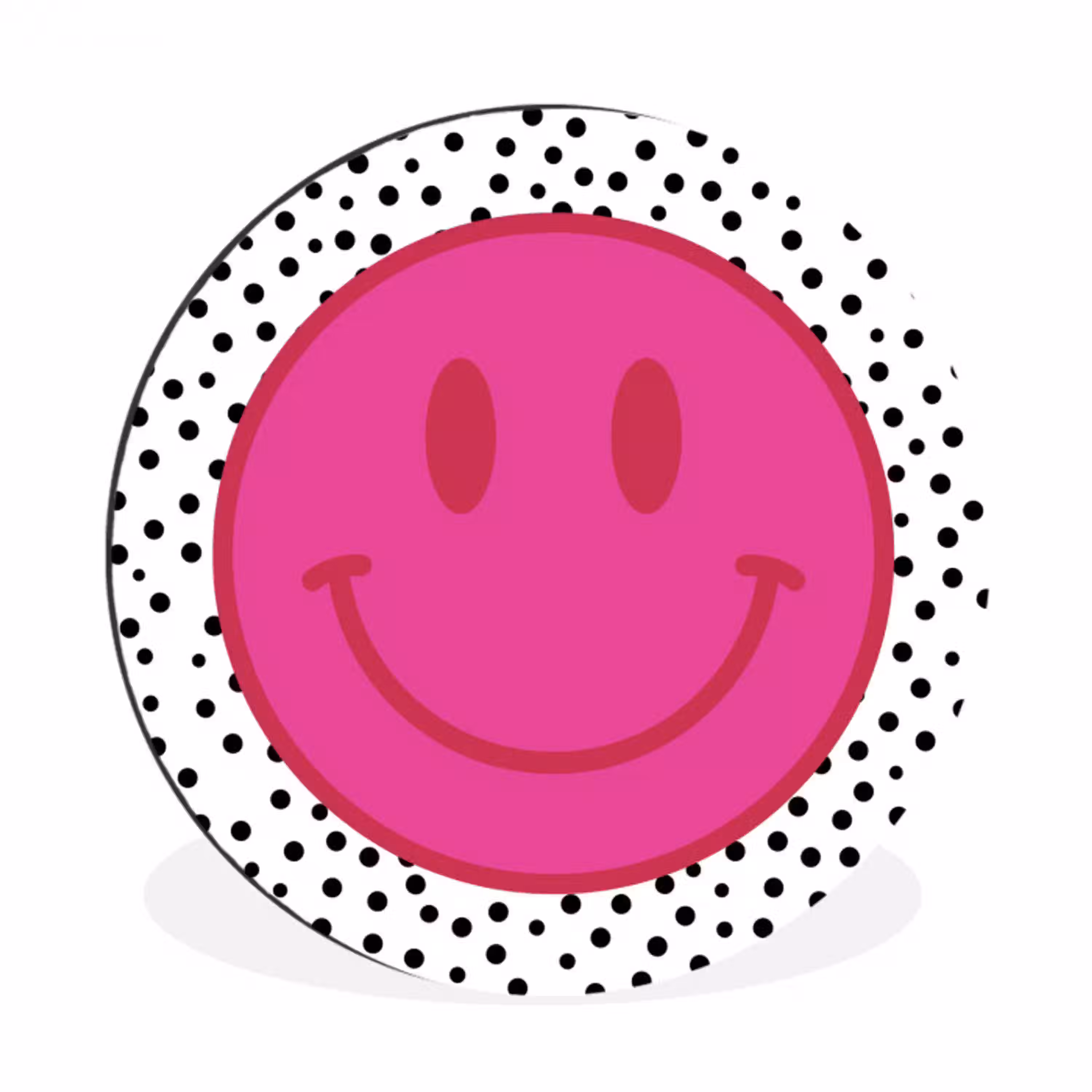 Smiley - Roze - Stippen Wandcirkel aluminium klein -3d