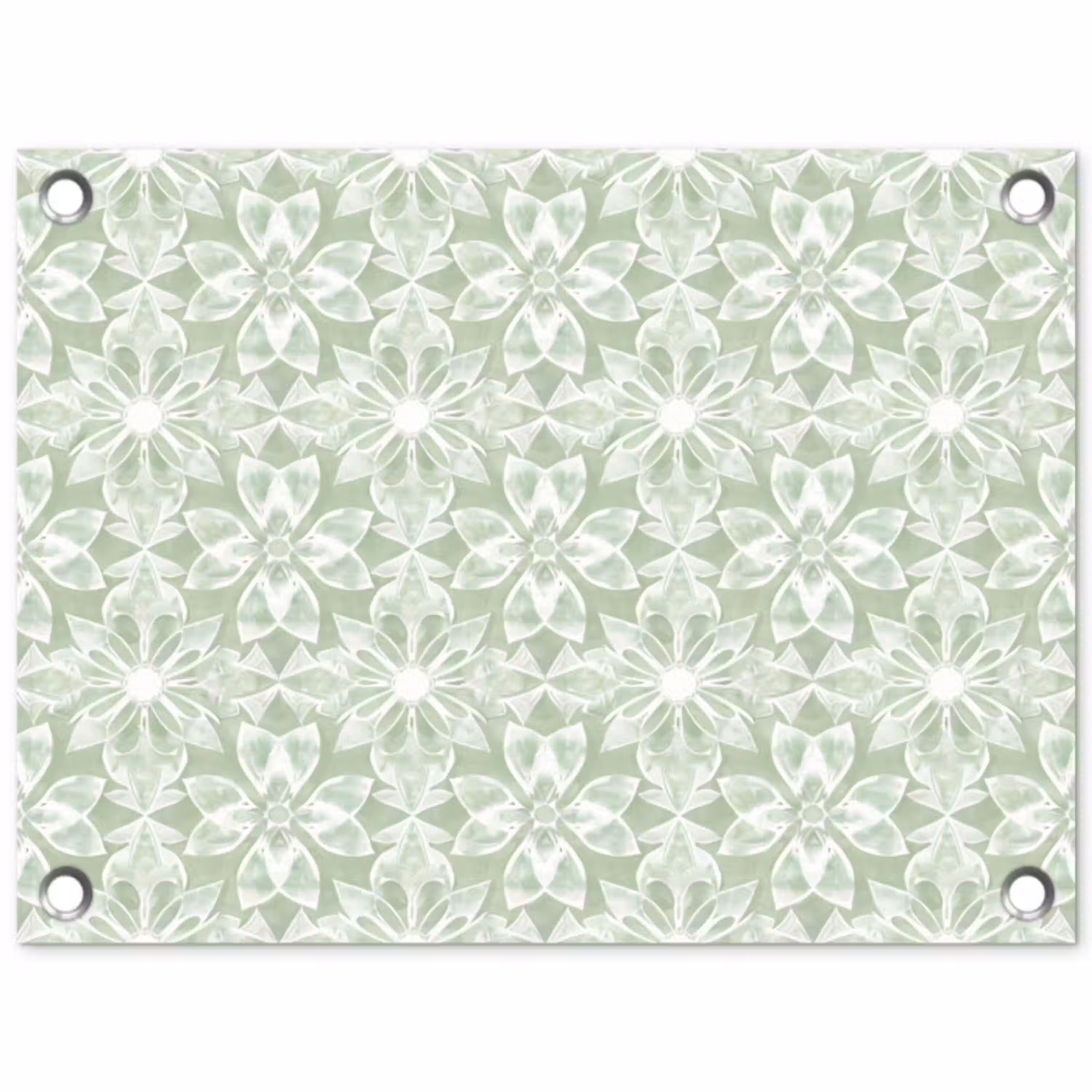 Saliegroen - Symmetrisch - Mandala - Ornament - Patroon tuinposter los doek klein 239 -3d