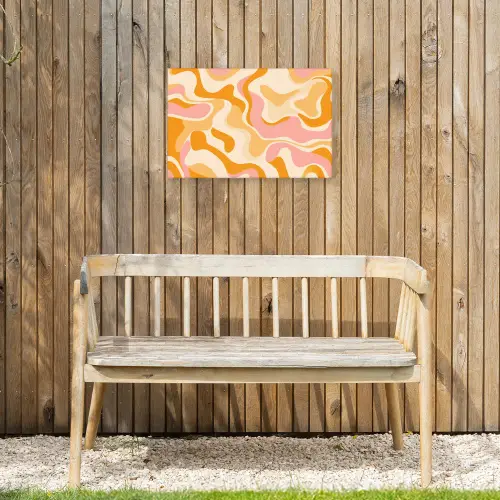 Abstract - Golvend - Oranje Tuinposter op houten frame 2 cm dik klein -sfeer4