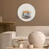 Theekop - Bladeren - Blauw Akoestische PET Vilt - Rond klein -sfeer1