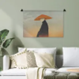 Minimalistisch - Silhouet - Oranje Wandkleed katoen klein -sfeer7