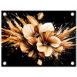 Bloemen - Goud - Graffiti - Zwart - Abstract tuinposter los doek klein -3d