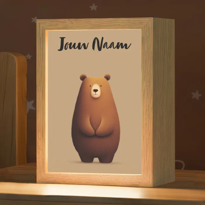 Beer - Minimalistisch - Bruin Light Box met kabel (Kinderlampje) klein -zzz_3d_website