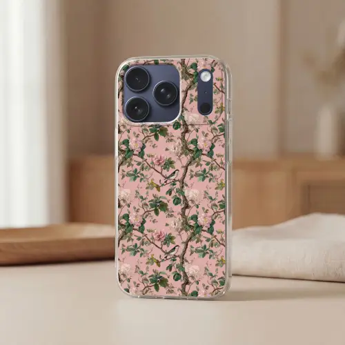 Pioenrozen - Botanisch - Vogel Telefoonhoesje iPhone 17 Pro klein 878 -sfeer2