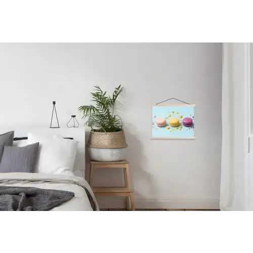 Macarons - Kleurrijk - Pastel textielposter latten blank klein -woonkamer