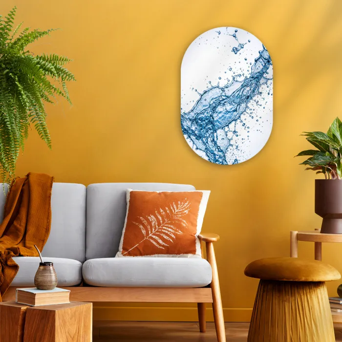Spash - Water - Blauw Wandcirkel Ovaal Forex klein -sfeer4