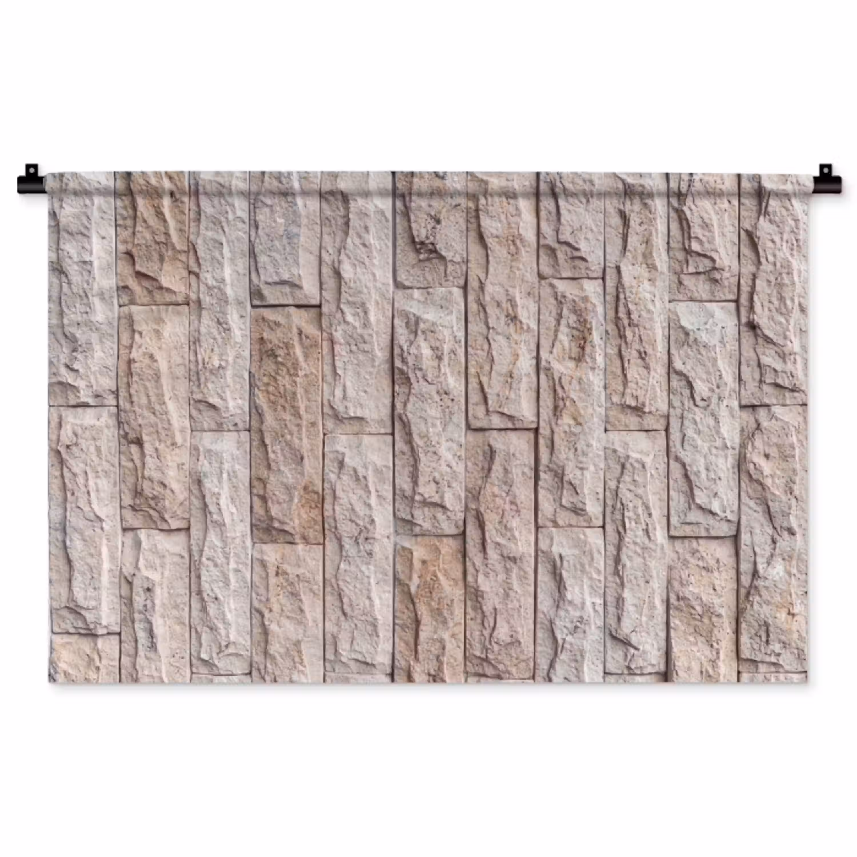Muur - Steen - Ruw - Beige - Textuur Wandkleed katoen middel -zz3d