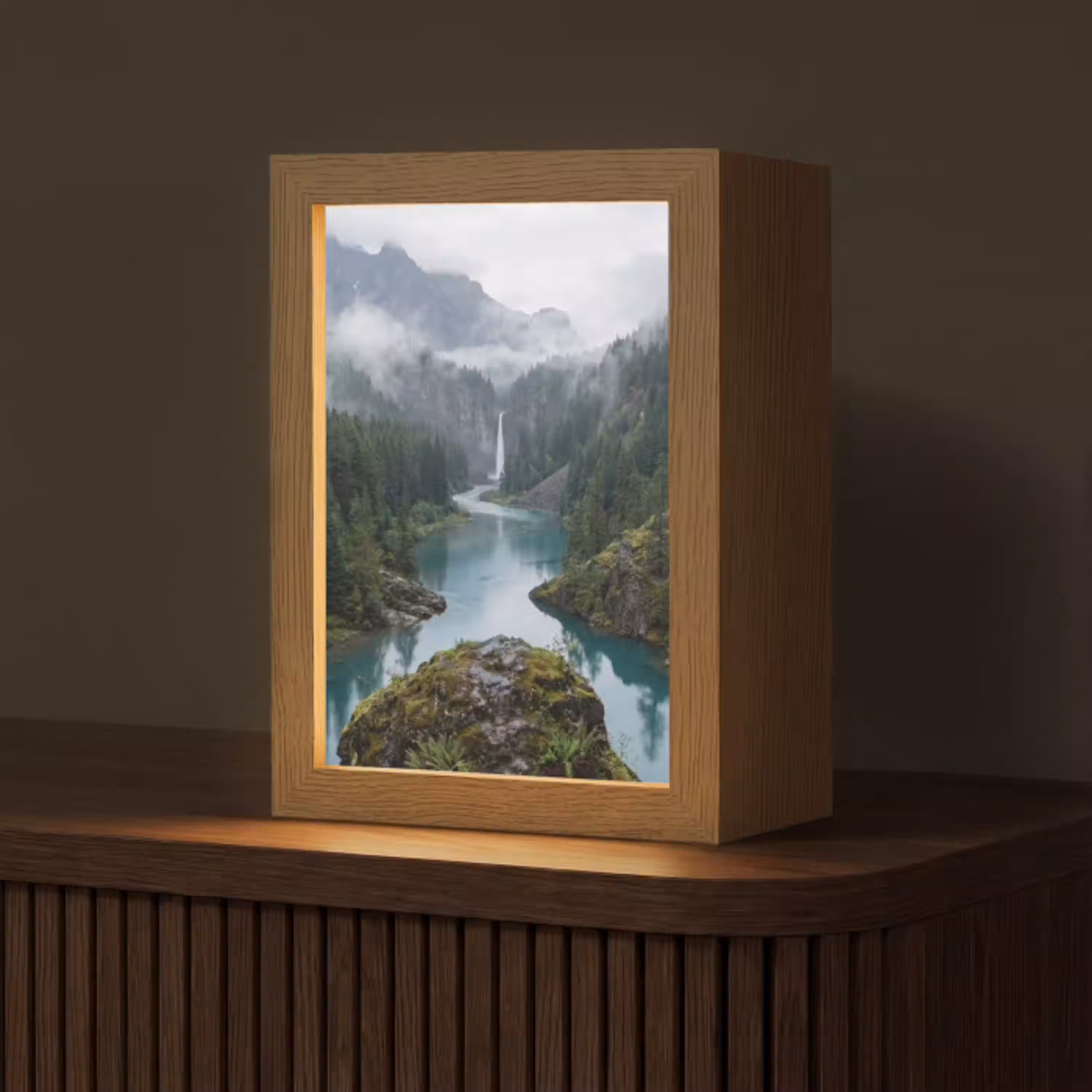 Waterval - Bomen - Bergen Light Box met kabel (Tafellamp) klein -z3d_website