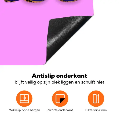 Felroze - Badass - Panterprint - Schaduw Inductie beschermer vinyl 3mm klein -zzzzzzz-td-onderkant