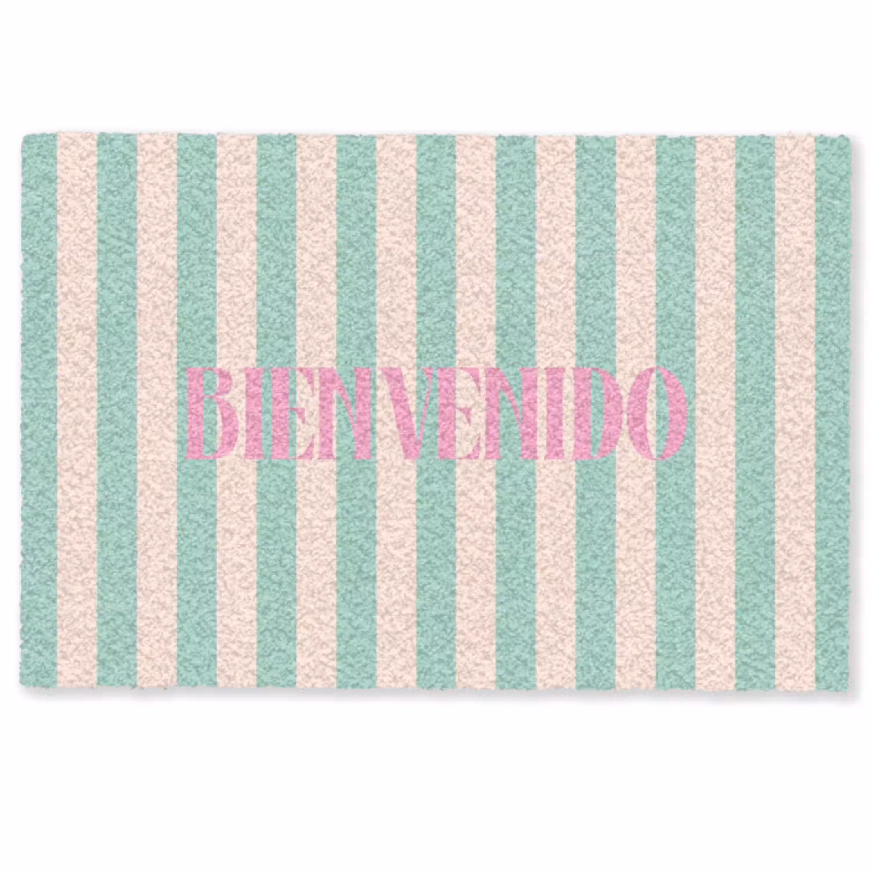 Roze - Groen - Strepen - Bienvenido Deurmat klein -zkaufland3d
