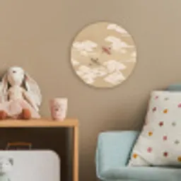 Vogels - Vliegen - Beige Wandcirkel kunststof plaat 5mm dik klein -tsfeer1_kind