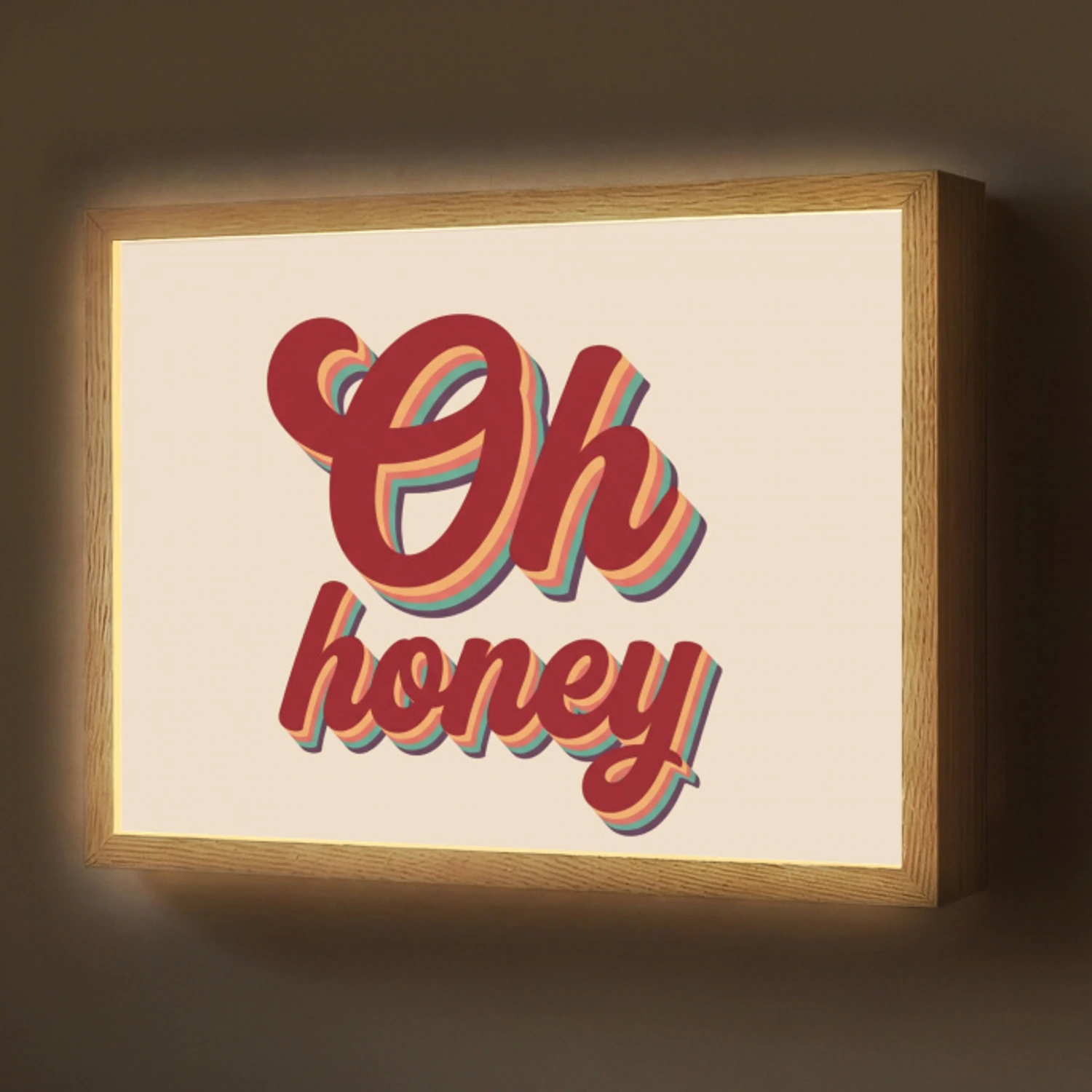 Oh honey - Rood - Schaduw Light Box met batterij (Wandlamp) middel -z3d_website